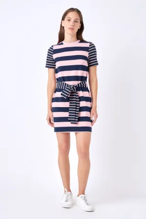 Contrast Stripe Knit Mini Dress