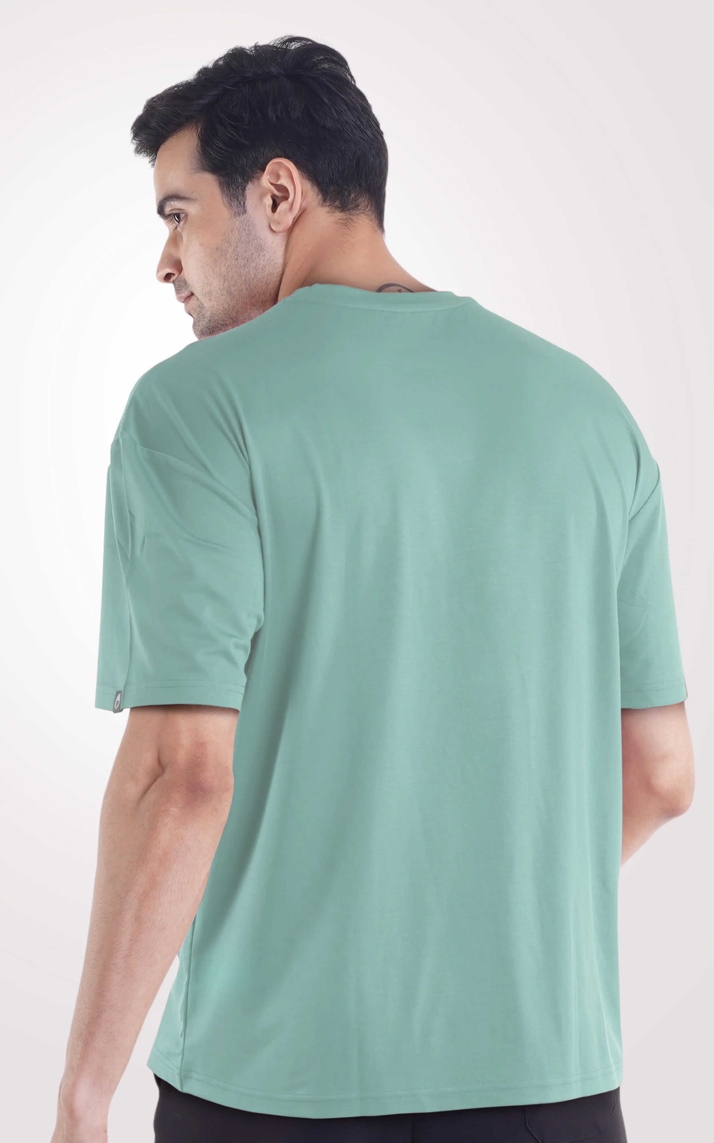 Cooldown Sea Green Plain Oversized T-Shirt