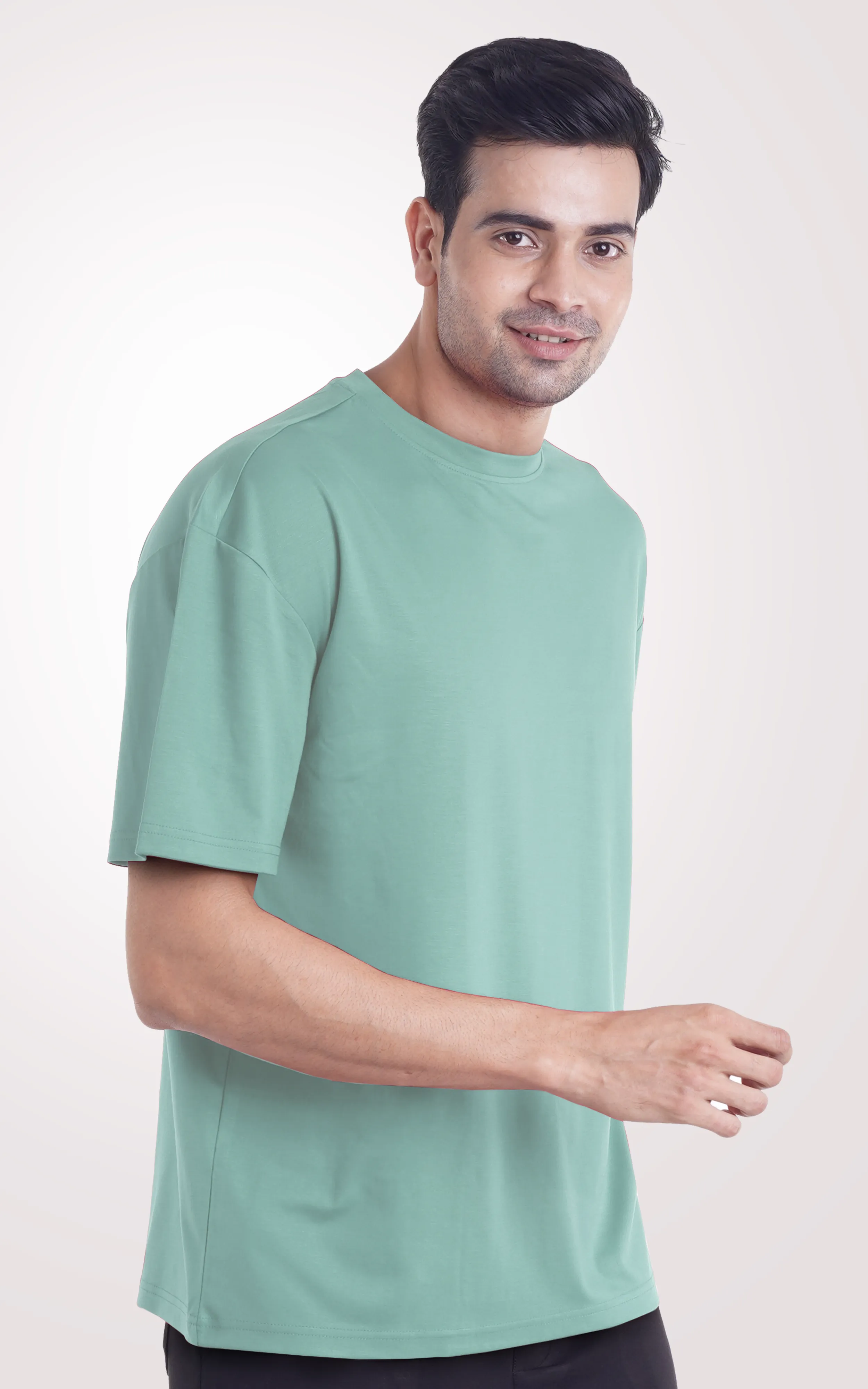 Cooldown Sea Green Plain Oversized T-Shirt