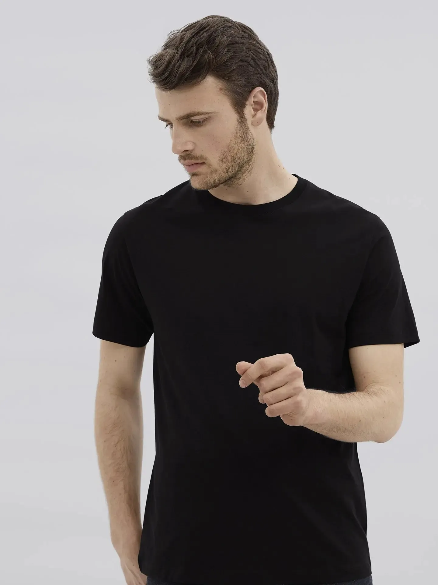 Crew Neck T Shirt- Black