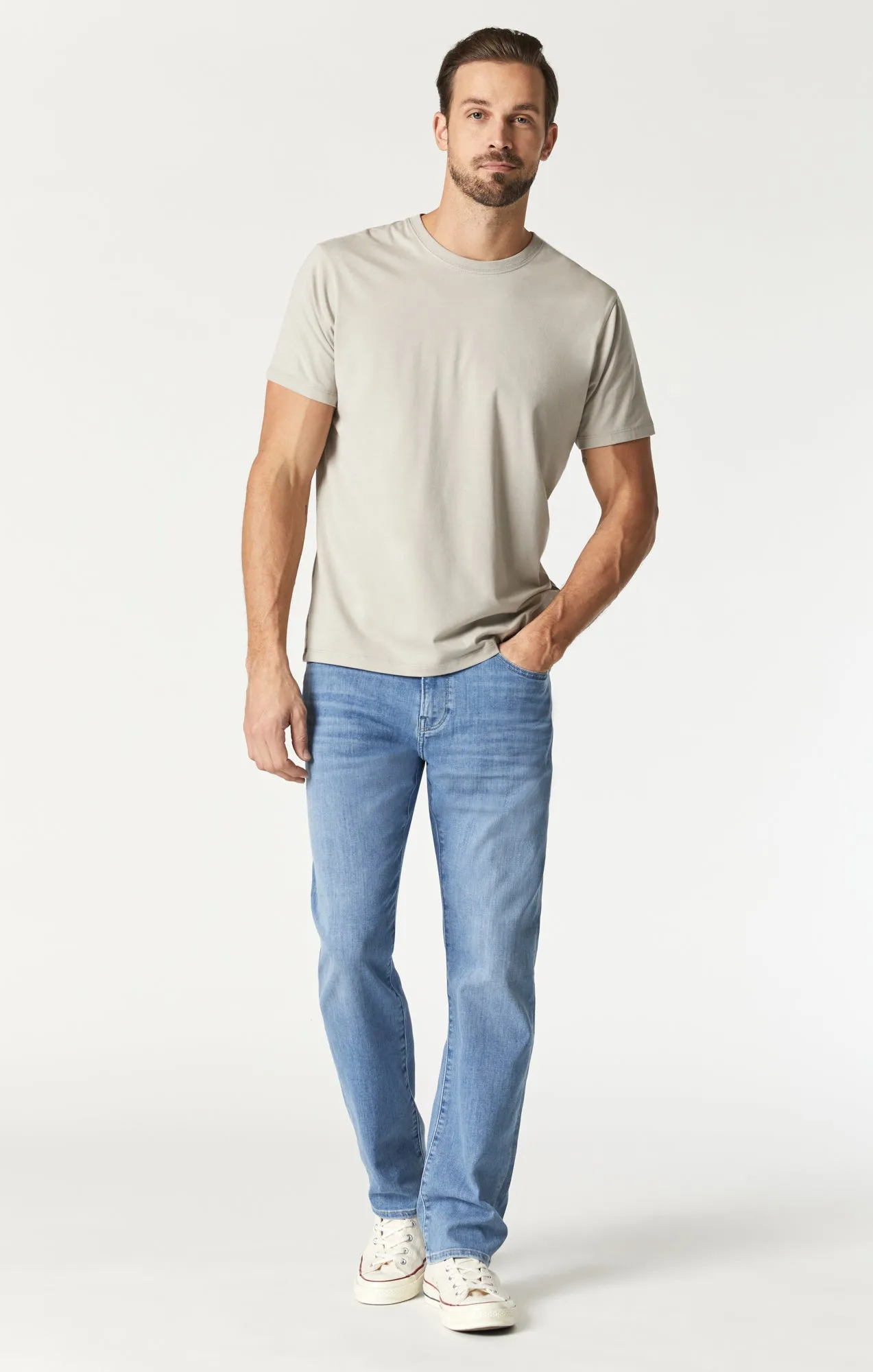 CREW NECK T-SHIRT IN SILVER LINING NATURAL DYE