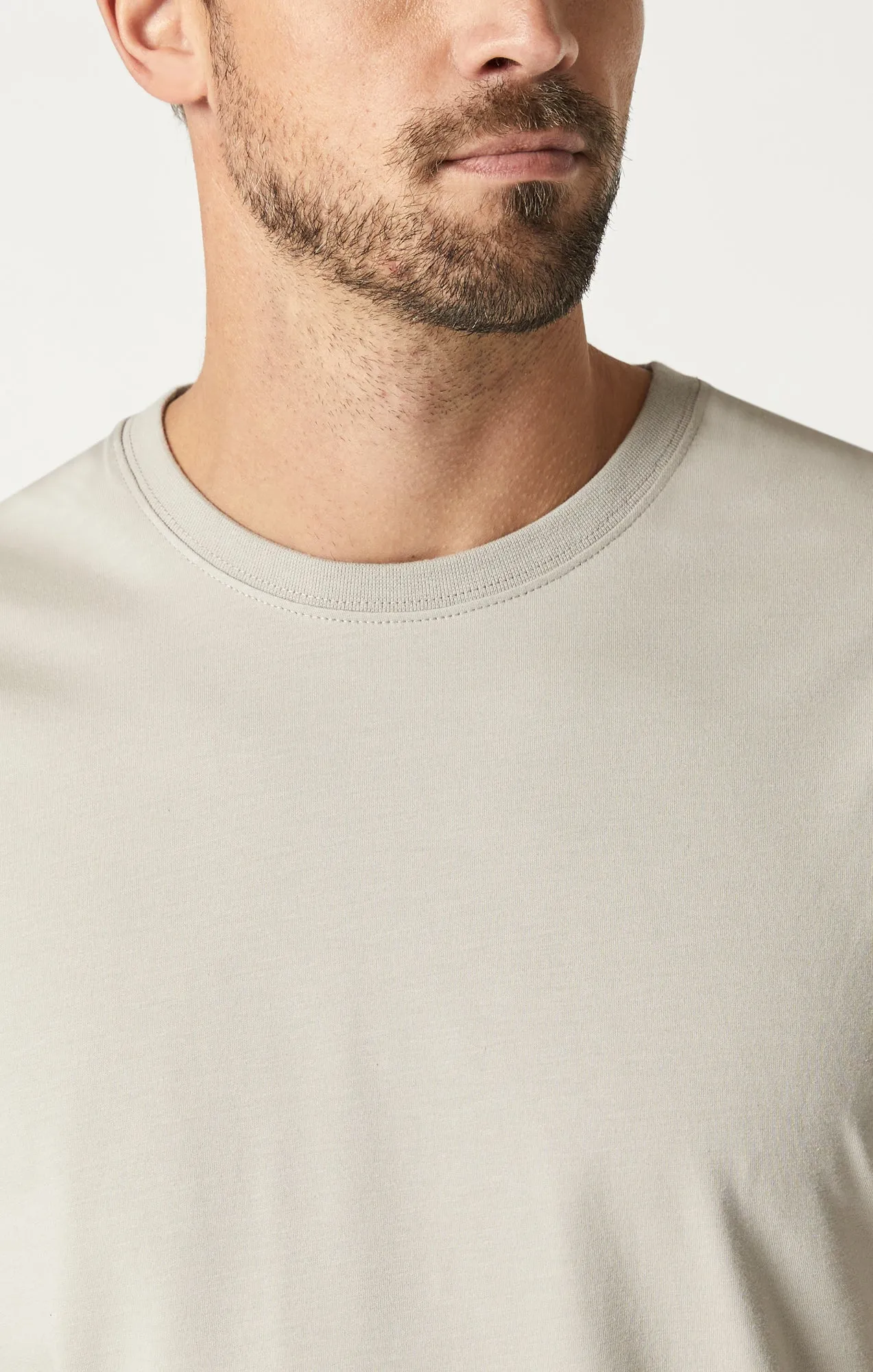 CREW NECK T-SHIRT IN SILVER LINING NATURAL DYE