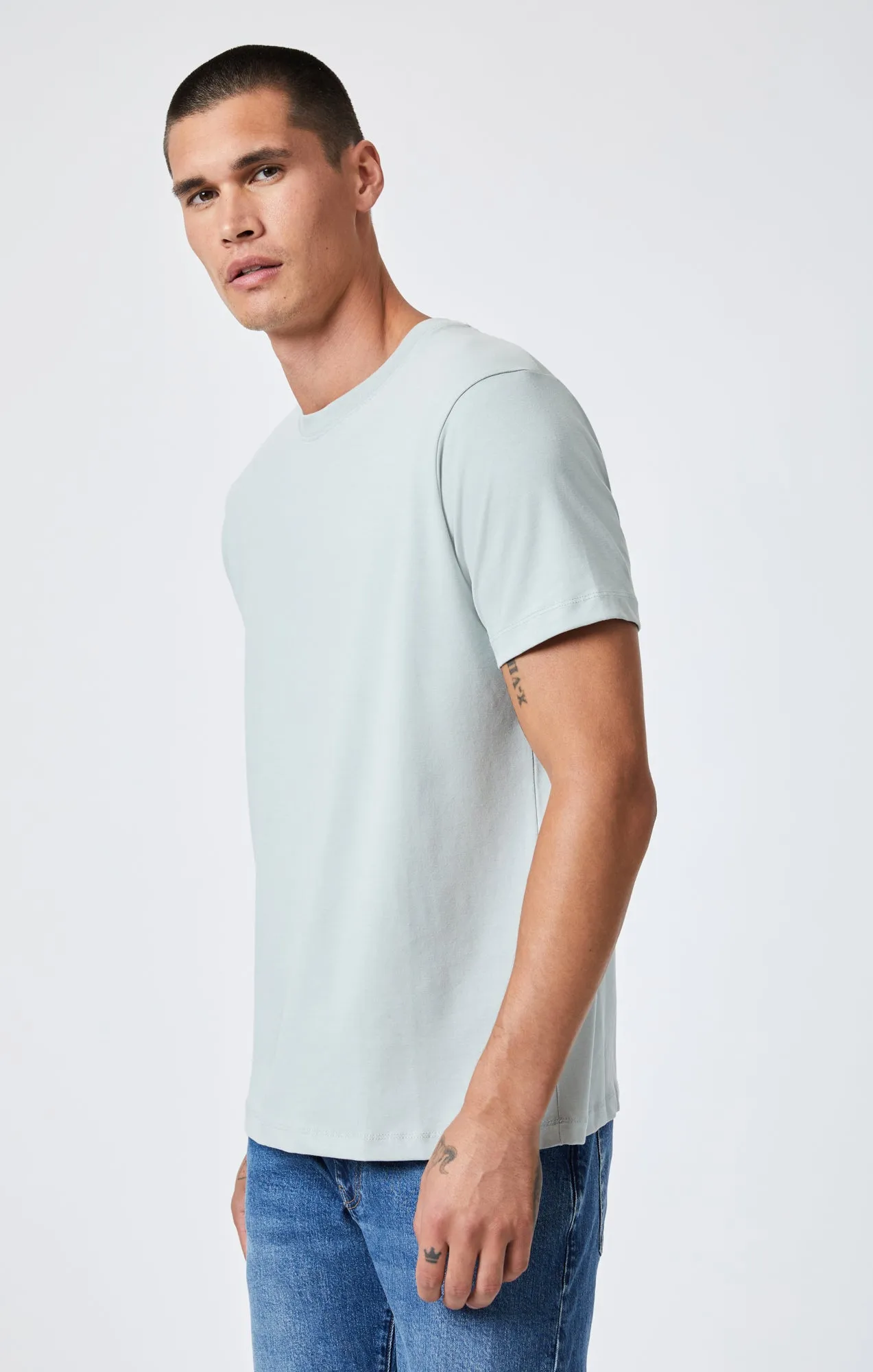 CREW NECK T-SHIRT IN SLATE GREY NATURAL DYE