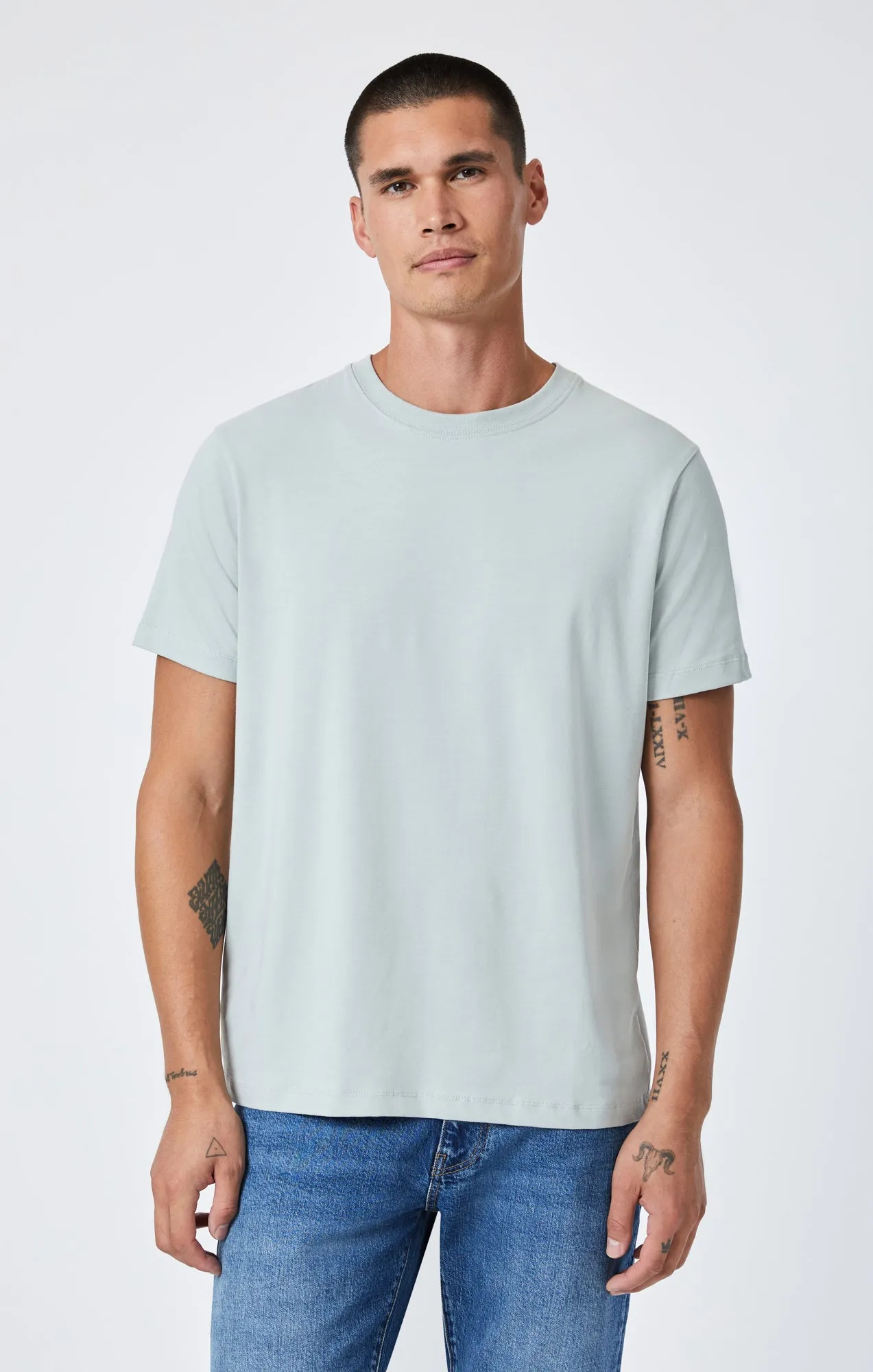 CREW NECK T-SHIRT IN SLATE GREY NATURAL DYE