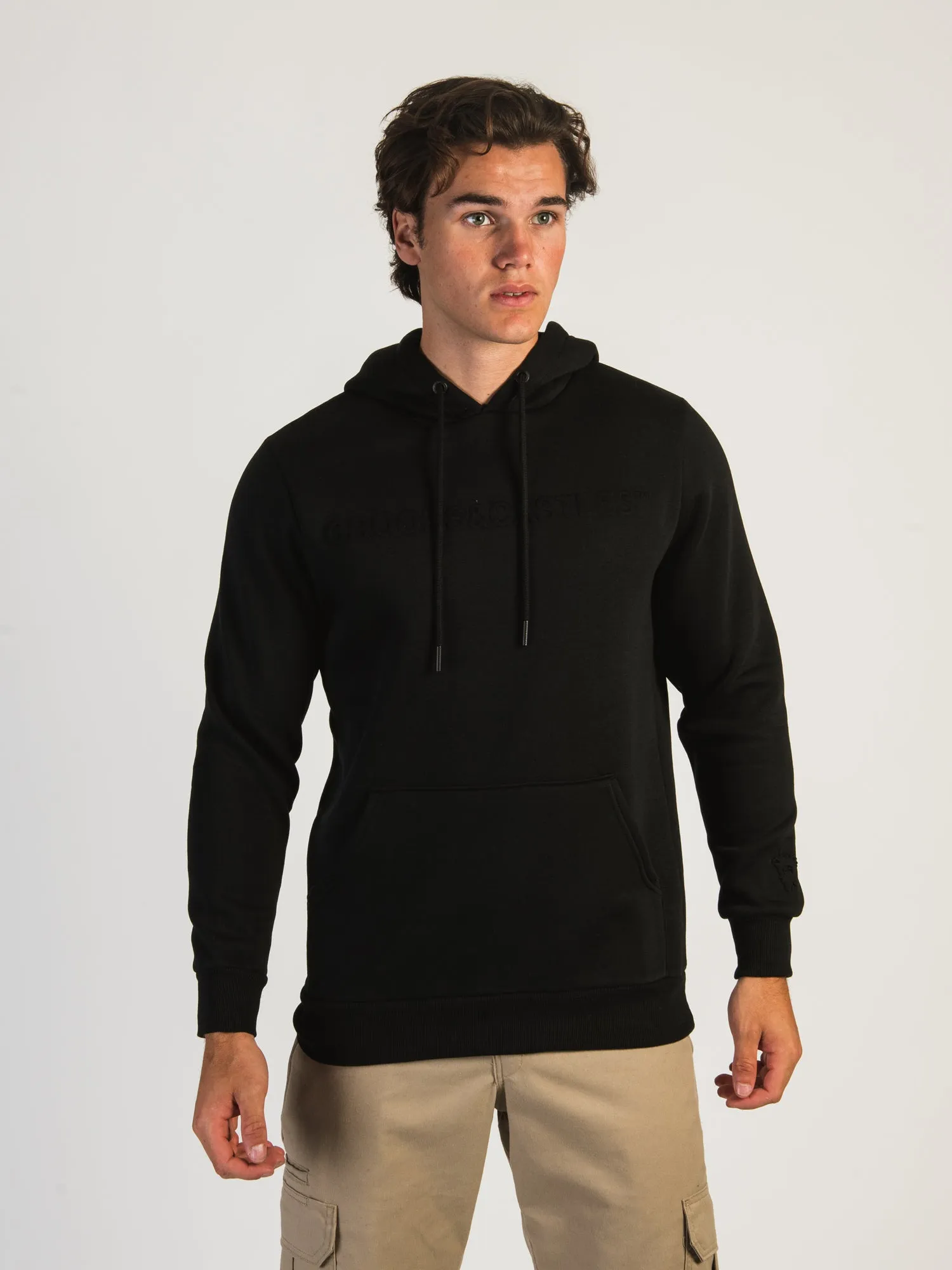 CROOKS & CASTLES EMBOSSED LOGO PULLOVER HOODIE