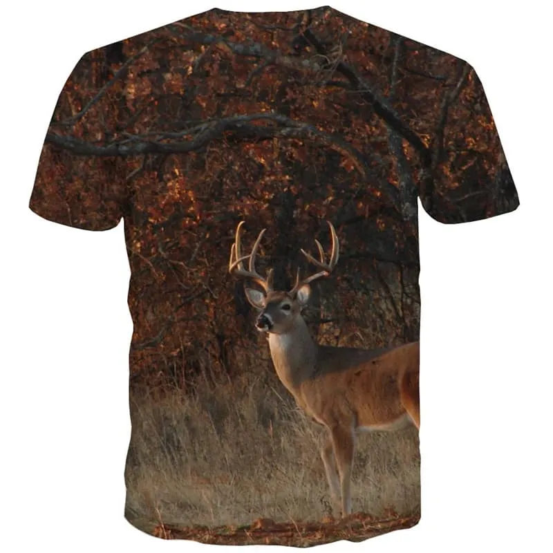 Deer T shirts Men Animal Tshirts Cool Forest Shirt Print Harajuku T-shirts Graphic