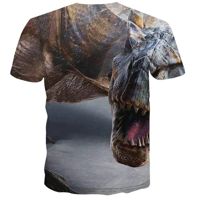 Dinosaur T-shirt Men Terror Tshirts Casual Hip Hop Tshirt Anime Halloween T-shirts Graphic Harajuku Shirt Print