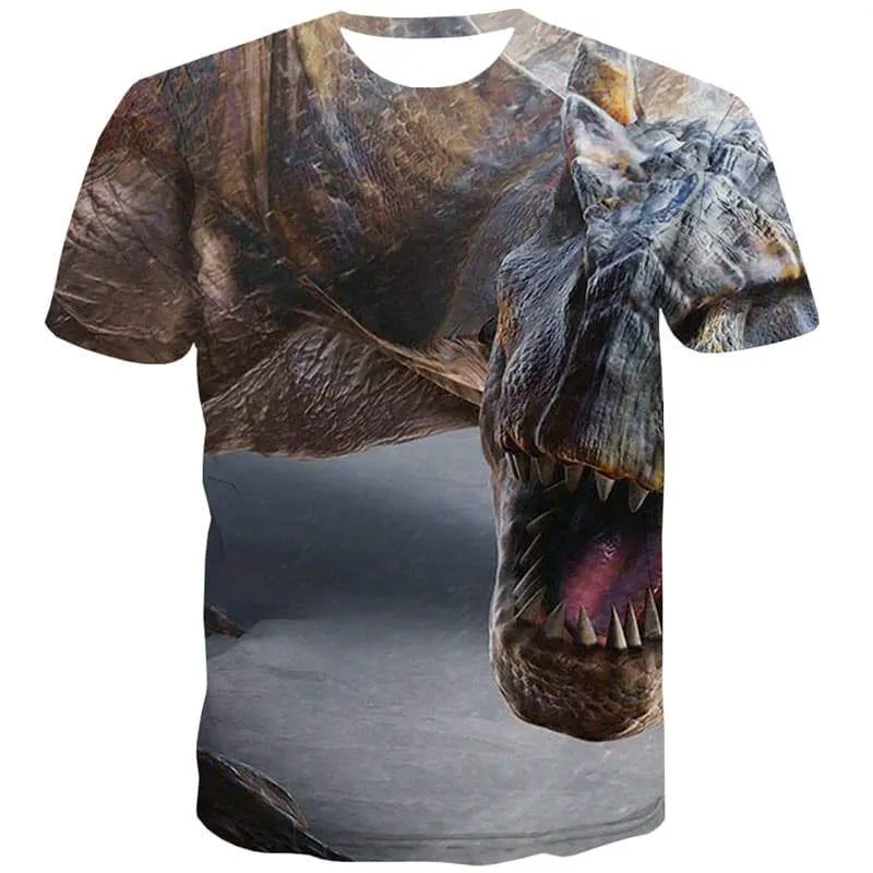 Dinosaur T-shirt Men Terror Tshirts Casual Hip Hop Tshirt Anime Halloween T-shirts Graphic Harajuku Shirt Print