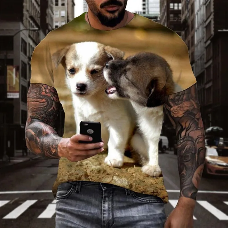 dog tshirts Print clothes Puppy Cute animal big Smart dogs outfits Cool men