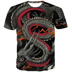 Dragon T-shirt Men Animal Shirt Print Cartoon Tshirt Anime Flame T shirts Funny Hip Hop Tshirts Casual Short Sleeve Hip hop