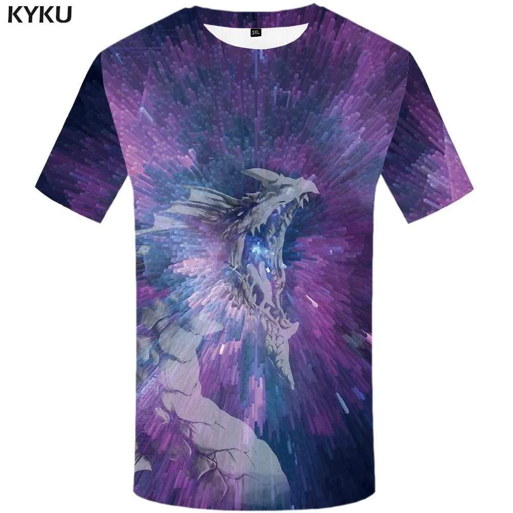 Dragon T shirt Men Space Galaxy T-shirt 3d Psychedelic Tshirt Anime Purple Tshirts Print War T shirts Funny Mens Fashion Hip hop