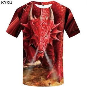 Dragon T-shirts Men Animal T-shirt 3d Angry Tshirts Print Gothic T shirts Funny War Tshirt Anime Mens Clothing Hip hop Unisex