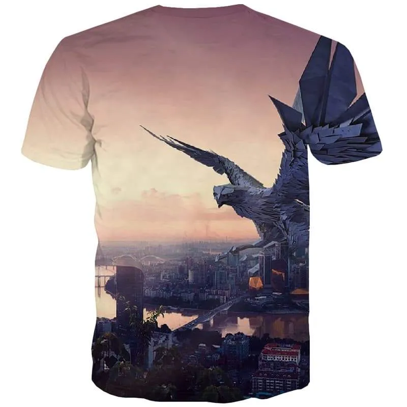 Eagle T-shirt Men Animal T-shirts Graphic City Tshirts Novelty Sunset Tshirts Cool