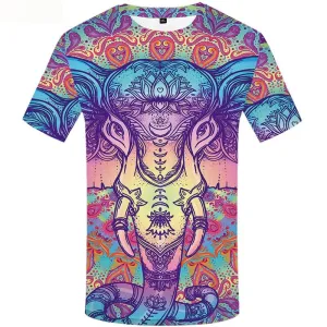 Elephant T shirts Men Animal Tshirts Novelty Colorful T-shirts 3d Flower Tshirt Printed Short Sleeve T shirts Mens Tee