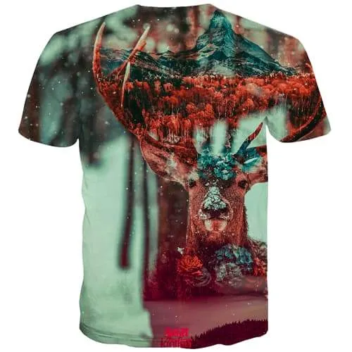 Elk T shirts Men Animal Tshirt Anime Christmas T shirts Funny Colorful Tshirts Cool