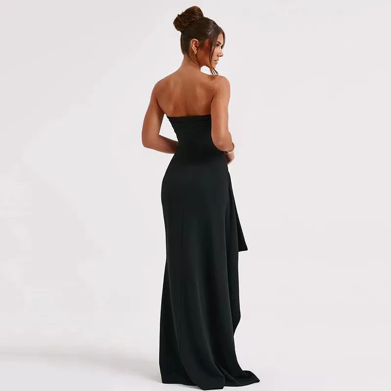 Elly || Strapless High Slit Dress