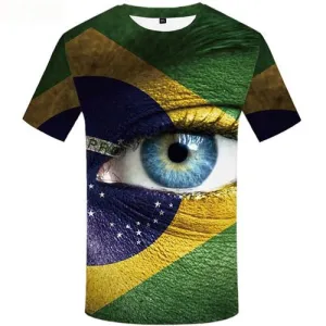 Eye T-shirt Men Brazilian Flag Tshirts Cool Green T-shirts Graphic Colorful Shirt Print Short Sleeve Fashion Men Tops O-neck