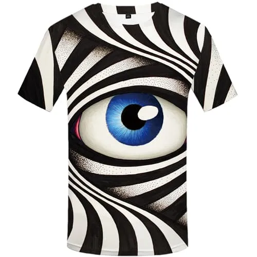 Eye T-shirt Men Psychedelic Shirt Print Black And White T-shirts Graphic