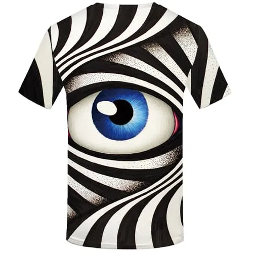 Eye T-shirt Men Psychedelic Shirt Print Black And White T-shirts Graphic