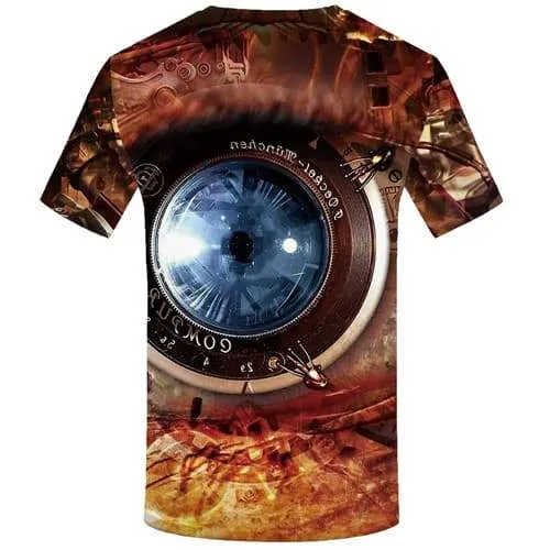 Eye T shirts Men Metal Tshirt Printed Flame Tshirts Novelty Mechanical Shirt Print Gothic Tshirt Anime Short Sleeve summer Men