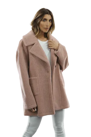 Faux Fur Teddy Coat - Pink