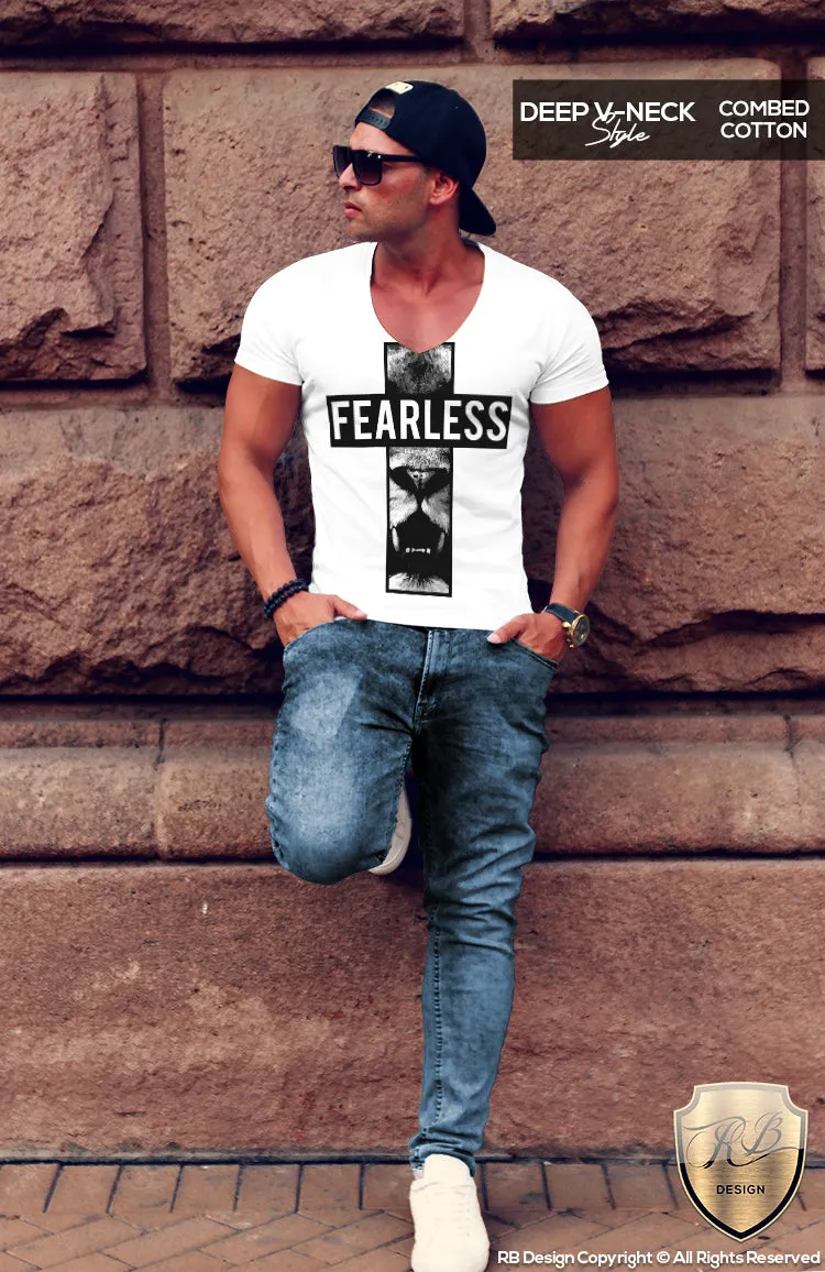 Fearless Mens T-shirt Angry Lion Cross Tank Top MD511