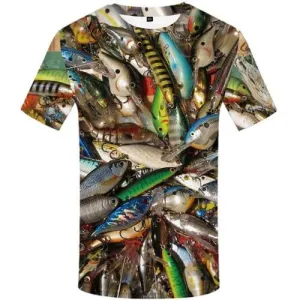 Fish T-shirt Men Fisherman T shirts Funny Animal Tshirt Anime Tropical T-shirts 3d Fishinger Shirt Print Short Sleeve T shirts