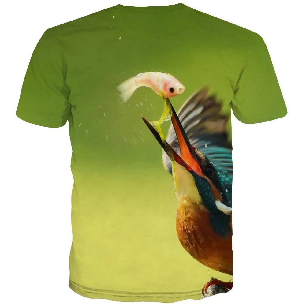 fishing T-shirt Men fish Tshirt Printed bird Tshirt Anime Short Sleeve Punk Rock