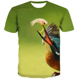 fishing T-shirt Men fish Tshirt Printed bird Tshirt Anime Short Sleeve Punk Rock