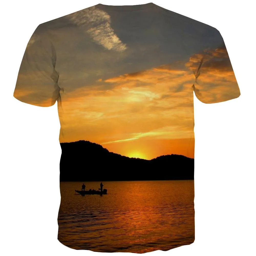 fishing T-shirt Men fish Tshirts Novelty lake Tshirt Printed Short Sleeve