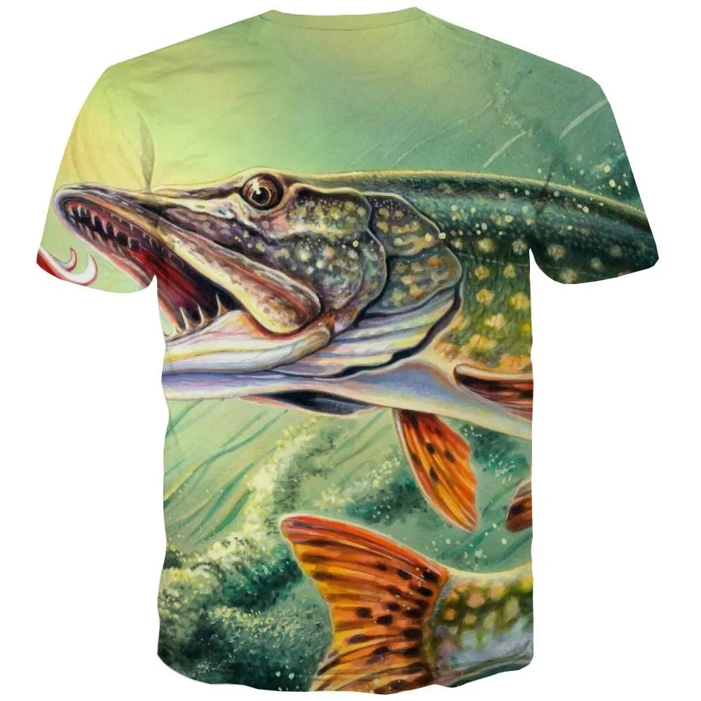 fishing T shirts Men fish Tshirts Cool Short Sleeve Hip hop New Slim Personality