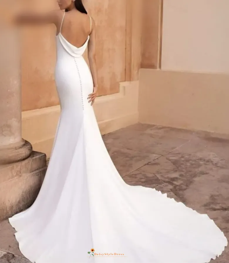 Fit and Flare Low Back Crepe Wedding Dress