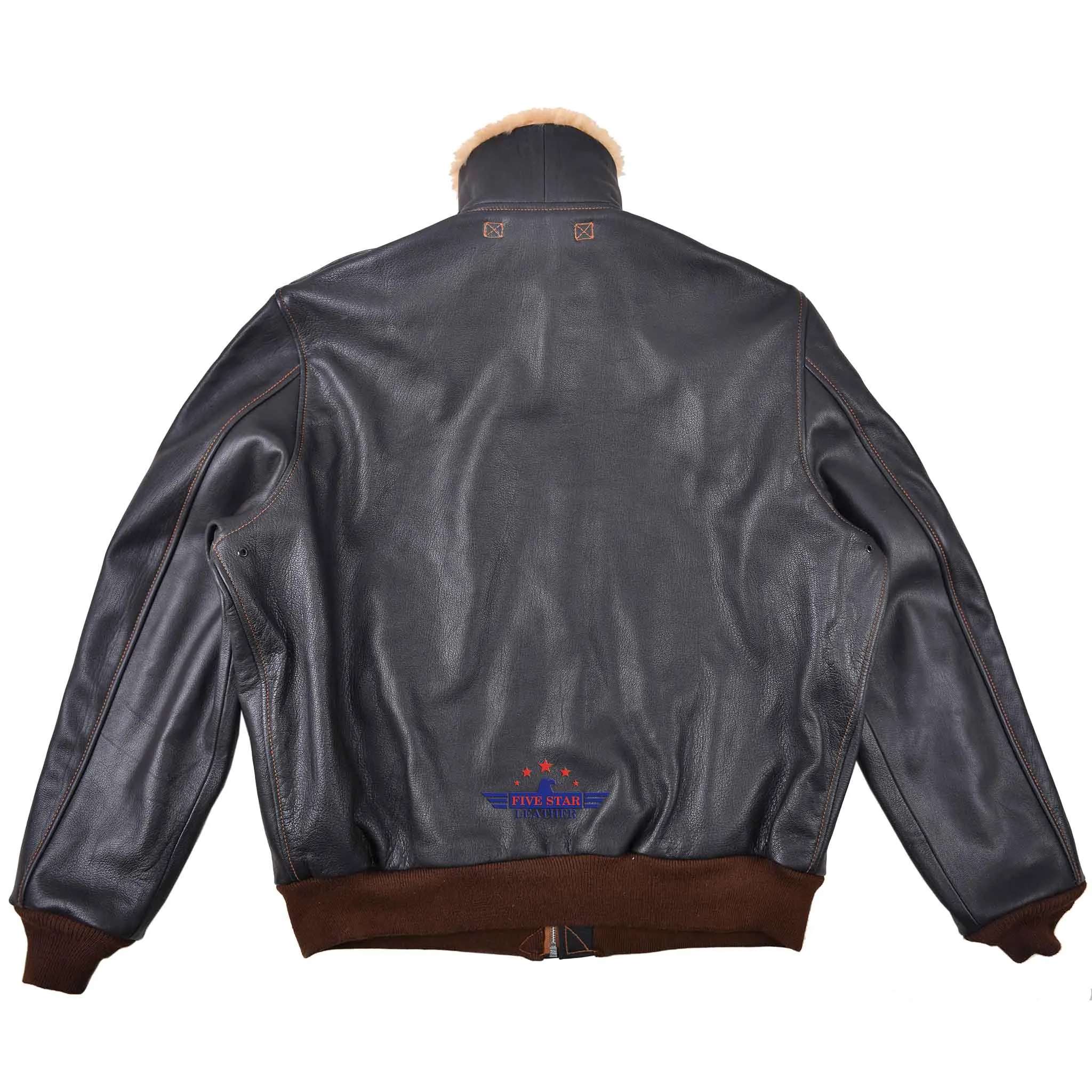 FiveStar Leather - Type A2 Winterized Repro Military Flight Jacket Real Goatskin Leather Seal Brown