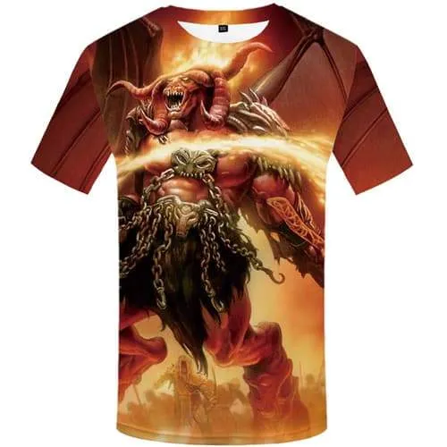 Flame T-shirt Men Animal Tshirt Printed Cattle Shirt Print War Tshirt Anime Cartoon Tshirts Cool Short Sleeve Fashion Men/women