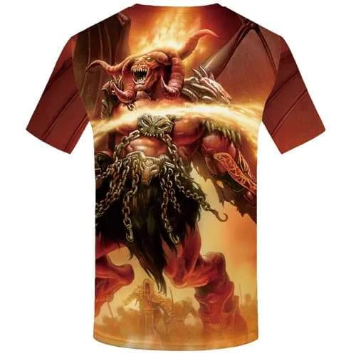 Flame T-shirt Men Animal Tshirt Printed Cattle Shirt Print War Tshirt Anime Cartoon Tshirts Cool Short Sleeve Fashion Men/women