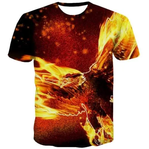 Flame T-shirt Men Bird Tshirt Printed War Shirt Print Funny Tshirts Cool Harajuku Tshirts Casual Short Sleeve T shirts Mens Tee