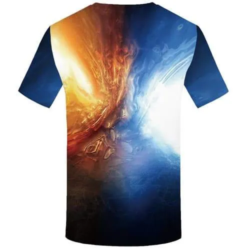 Flame T-shirt Men Yinyang Tshirts Cool Space T-shirts 3d Gothic Tshirts Novelty Abstract Tshirts Casual Short Sleeve Hip hop