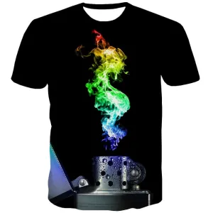 Flame T shirts Men Colorful Tshirts Cool Black Tshirts Novelty Harajuku T-shirts 3d