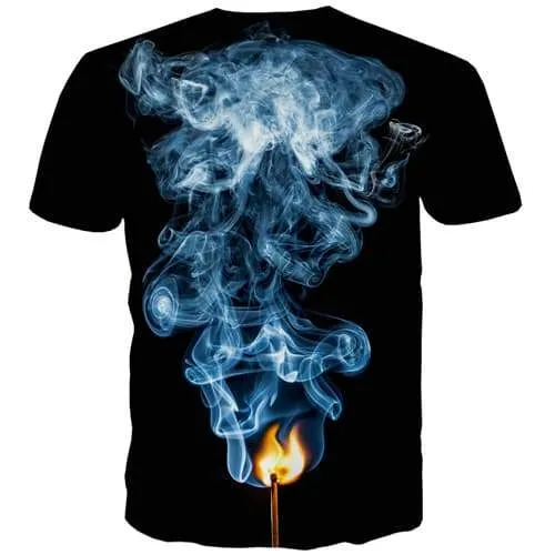 Flame T shirts Men Psychedelic Shirt Print Smoke T-shirts Graphic Harajuku Tshirt Printed Gothic T-shirts 3d Short Sleeve