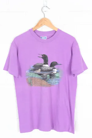 Fluro Purple Ducks Single Stitch Bird Graphic Tee USA Made (M)