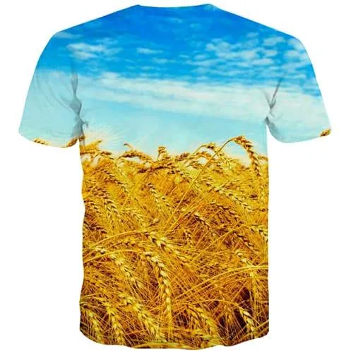 Food T-shirt Men Blue Sky Tshirt Anime Harajuku T shirts Funny Golden Tshirts Cool Leisure T-shirts Graphic Short Sleeve summer