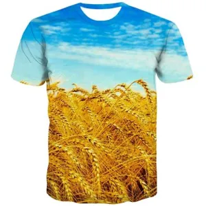 Food T-shirt Men Blue Sky Tshirt Anime Harajuku T shirts Funny Golden Tshirts Cool Leisure T-shirts Graphic Short Sleeve summer