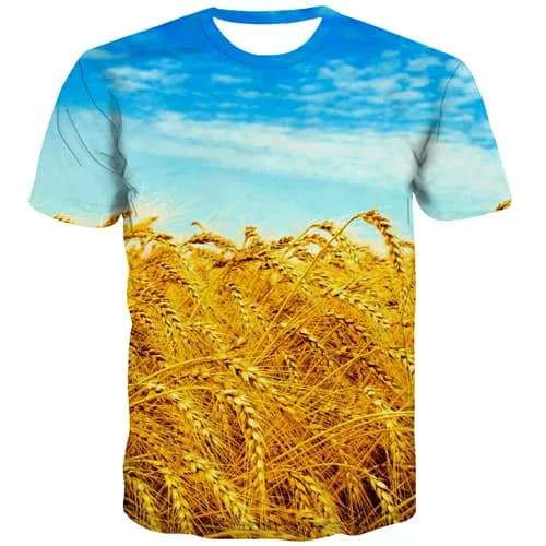 Food T-shirt Men Blue Sky Tshirt Anime Harajuku T shirts Funny Golden Tshirts Cool Leisure T-shirts Graphic Short Sleeve summer