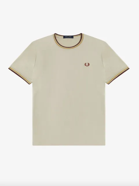 Fred Perry Twin Tipped T-Shirt/Oatmeal - New AW24