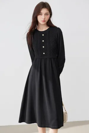 French Knit Sweater Waist Dress