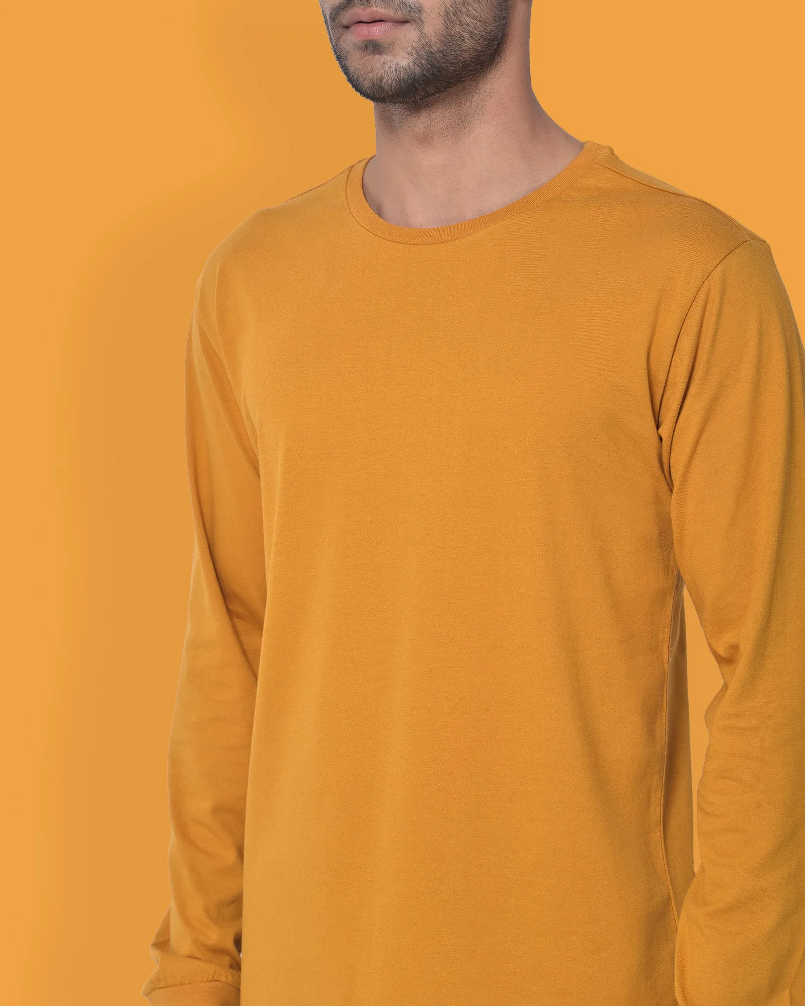 Full Sleeves Crew Neck: Mustard