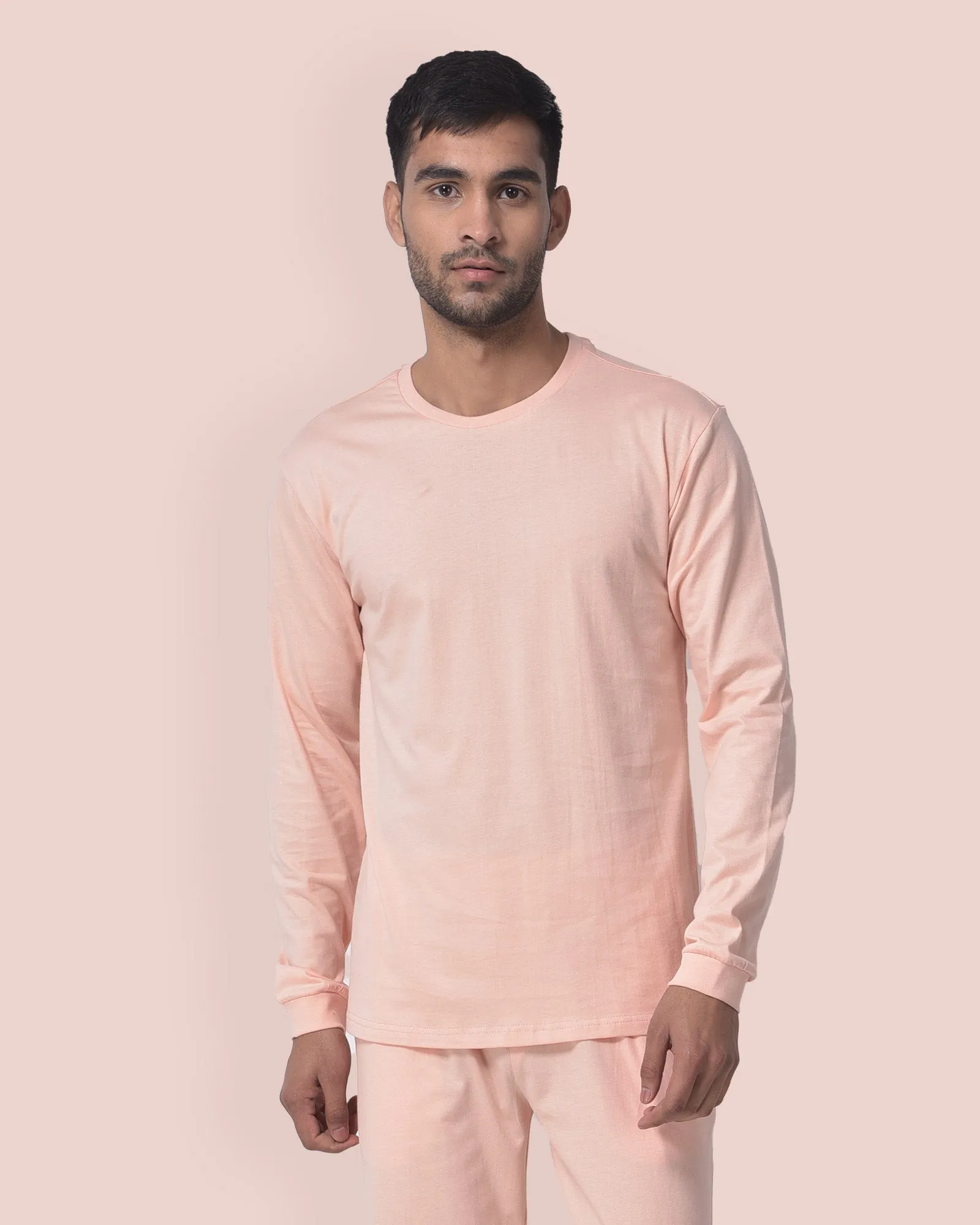 Full Sleeves Crew Neck: Peach