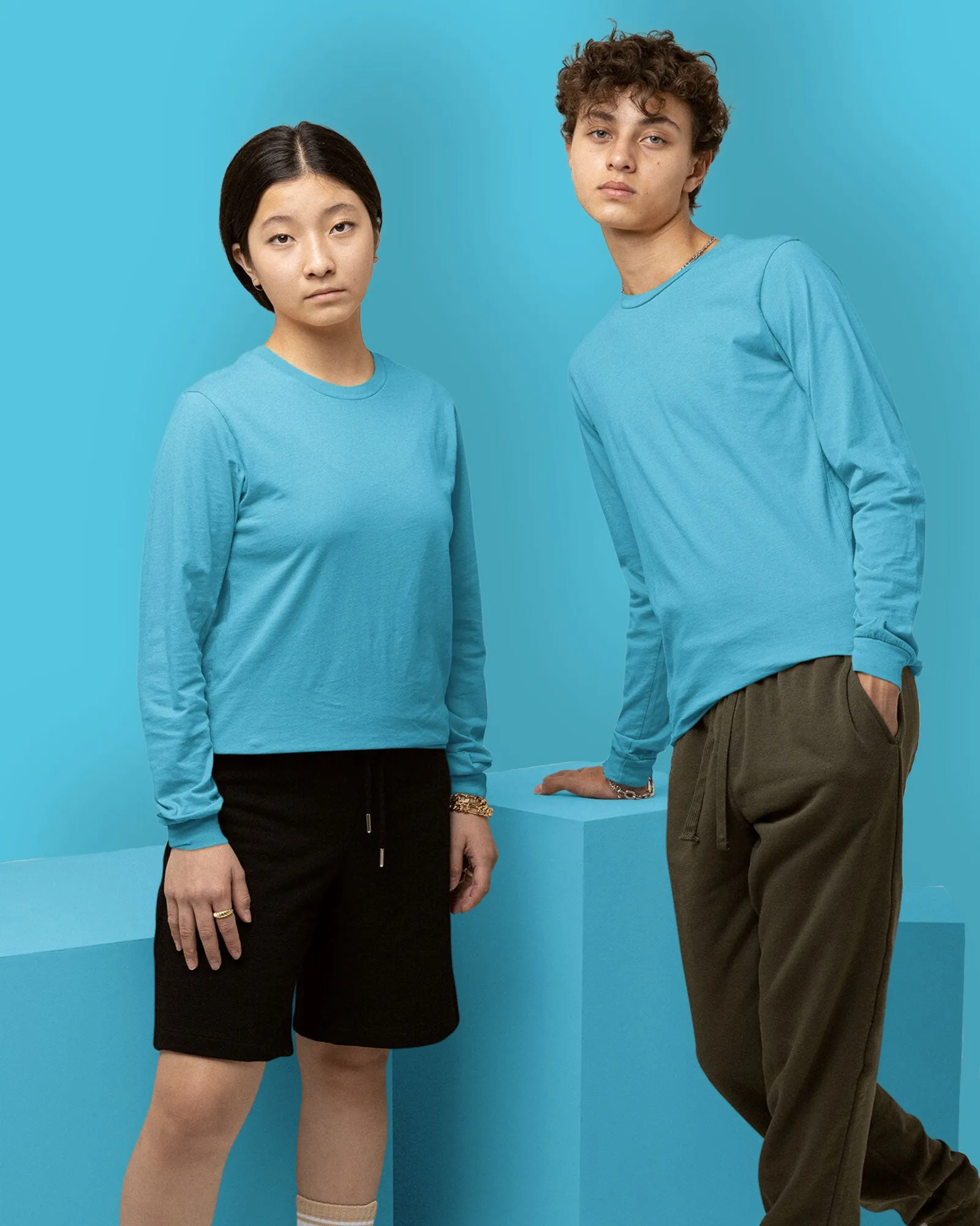 Full Sleeves Crew Neck: Turquoise Blue