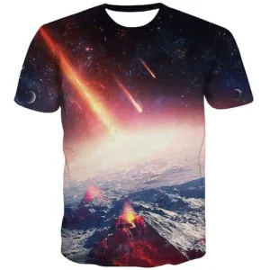 Galaxy Space T-shirt Men Earth Tshirt Anime Flame Tshirts Novelty War Tshirt Printed Mountain T-shirts 3d Short Sleeve Fashion