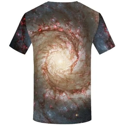 Galaxy Space T-shirt Men Flame Tshirts Cool Lightning Shirt Print Vortex Tshirts Casual Psychedelic Tshirt Printed Short Sleeve